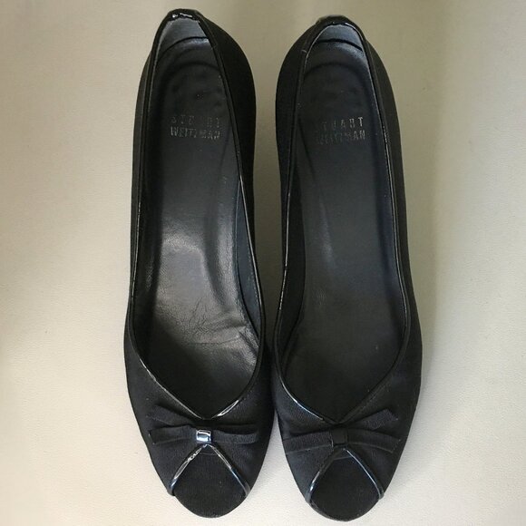 STUART WEITZMAN 🐈‍⬛ Black Open Toe Kitten Heels - Picture 5 of 15